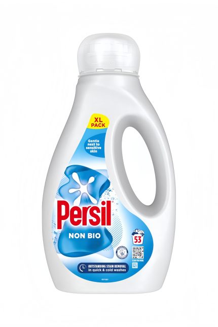 Persil Non Bio Laundry Washing Liquid Detergent outstanding stain removal in quick & cold washes tough on stains, gentle next to sensitive skin 53 washes (1.431 L)